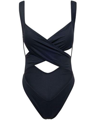 Reina Olga 'Exotica' One-Piece Swimsuit With Cut-Out And Cross-Strap - Blue
