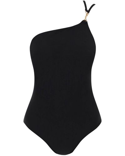 Tory Burch One-Shoulder Swimsuit With - Black