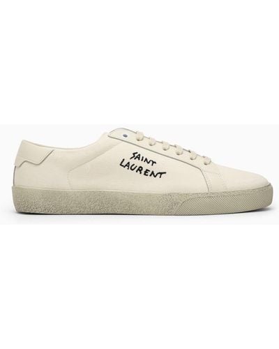 Saint Laurent Court Classic Embroidered Sneakers - Natural