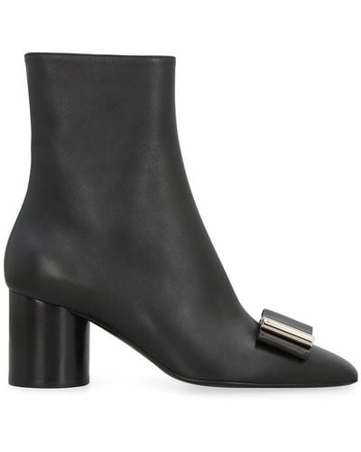 Ferragamo Leonia Leather Ankle Boots - Black