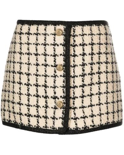 Miu Miu Neutral Checked Tweed Mini Skirt - Black
