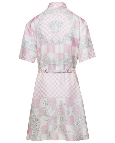 Versace Shirt Dress With All-Over Signature Baroque Print - White