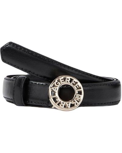 Karl Lagerfeld K/disk Leather Belt - Black