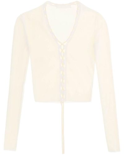 Dion Lee Lace Up Cardigan - White