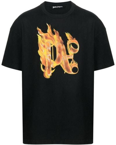 Palm Angels Burning Pa-print T-shirt - Black
