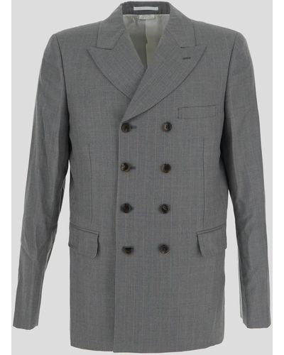 Homme by Michele Rossi Plus Double-breasted Blazer - Gray