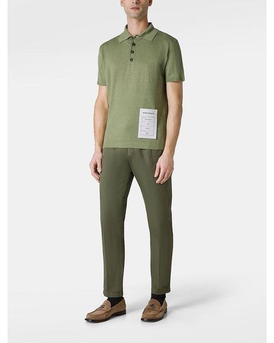 Amaranto Military Linen Polo Shirt - Green