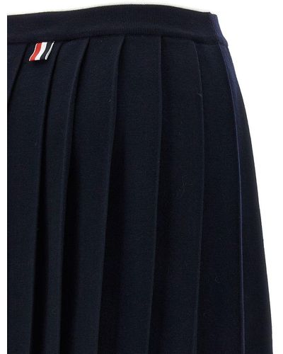 Thom Browne Virgin Wool Full Needle Skirt - Blue