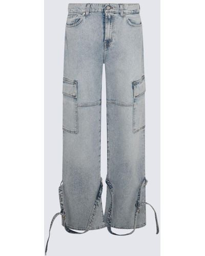 7 For All Mankind Light Blue Cotton Jeans - Grey