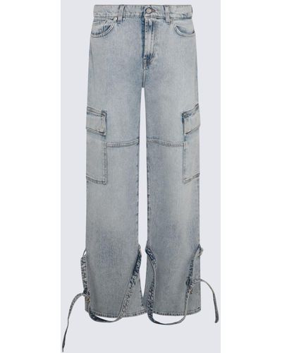 7 For All Mankind Light Blue Cotton Jeans - Gray