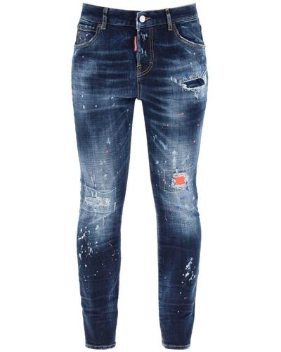 DSquared² Dark Neon Splash Wash 642 Jeans - Blue