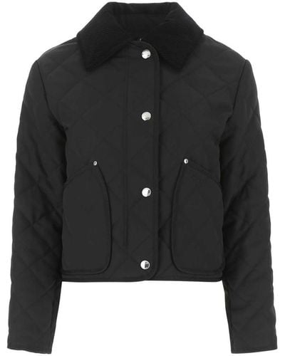 Burberry Diamond Quilted Cropped Jacket - Black