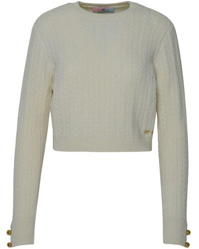 Chiara Ferragni Ivory Wool Blend Sweater - Gray