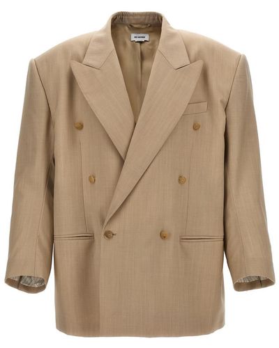 Hed Mayner Double-Breasted Wool Blazer - Natural