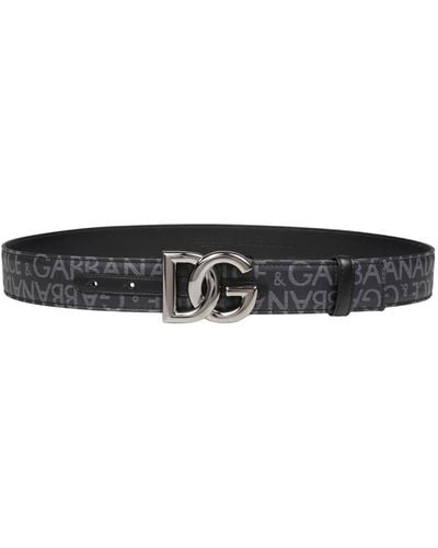 Dolce & Gabbana Jacquard Fabric Belt With Logo - White