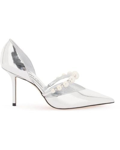 Jimmy Choo Court Shoes Aurelie 85 With Pearls - White