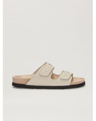 Palm Angels Logo Suede Double-strap Sandals - White