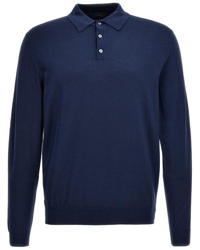 Zanone Flex Wool Polo Shirt - Blue