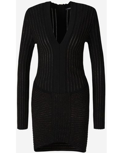 Balmain Shiny Knitted Dress - Black