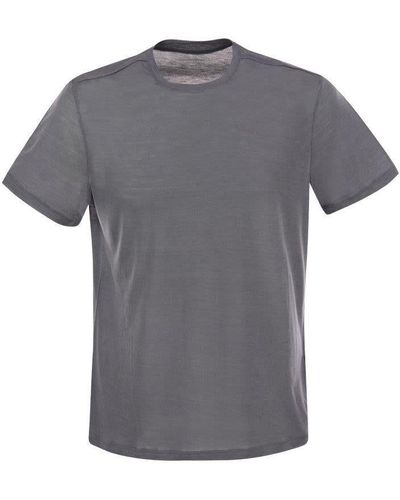 Majestic Filatures Crew-neck T-shirt In Silk And Cotton - Gray