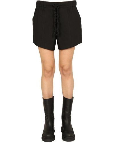 Ganni Ruffled Elastic Shorts - Black