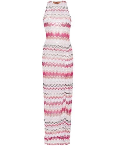 Missoni Zigzag Pattern Long Cover Up - Pink