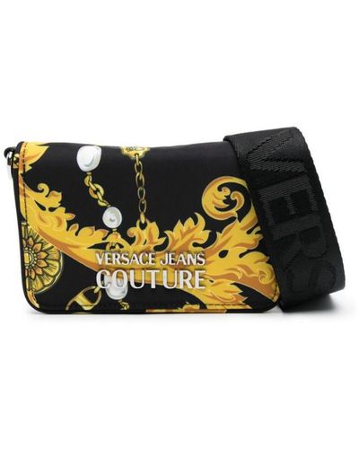 Versace Jeans Couture Barocco-print Logo-lettering Crossbody Bag - Black