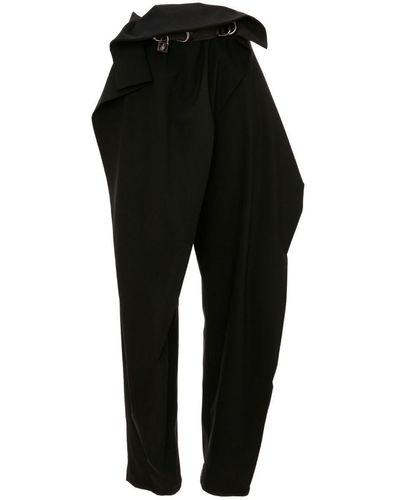 JW Anderson Fold-over Tapered Trousers - Black