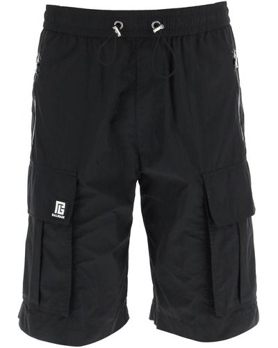 Balmain Nylon Cargo Shorts - Black