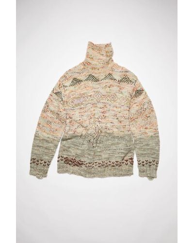 Acne Studios Roll-up Deconstructed Wool Sweater - Natural