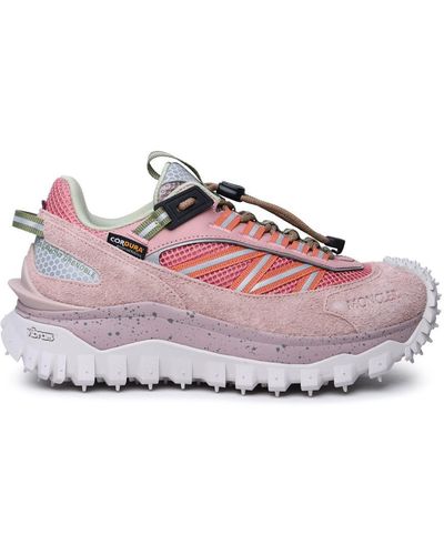 Moncler Pink Leather Blend Trainers