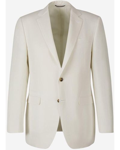 Canali Linen And Silk Blazer - White