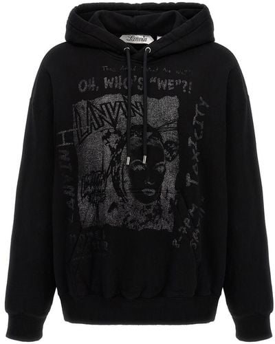 Lanvin Printed Hoodie Sweatshirt - Black