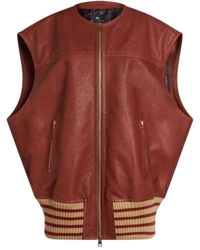 Etro Sleeveless Jacket With Rear Printed - Brown