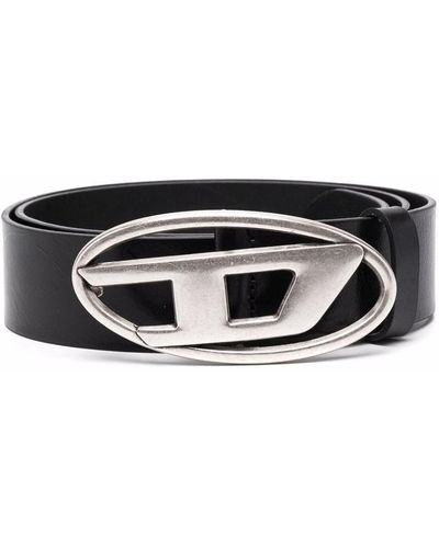 DIESEL Leather Belt With D Buckle - Black