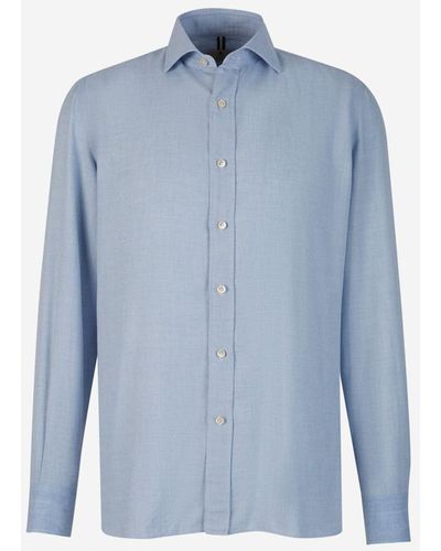 Luigi Borrelli Napoli Cotton And Wool Shirt - Blue