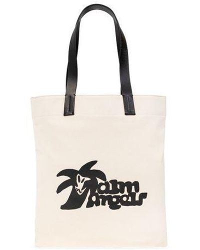 Palm Angels Shopper Bag With Logo - Natural