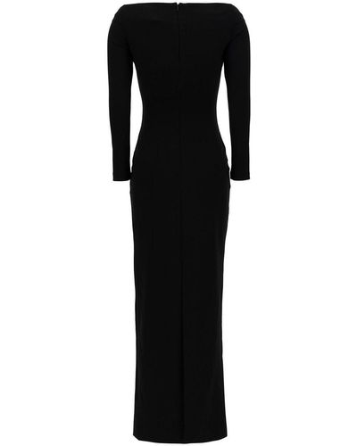 Solace London 'Tara' Maxi Dress With Off-Shoulder Neck - Black