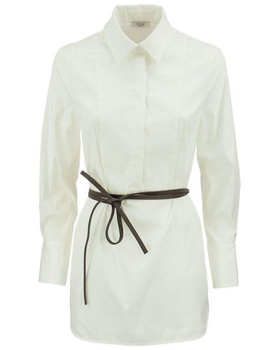 Peserico Shirt With Leather Belt - White