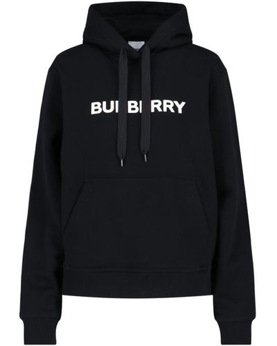 Burberry Logo Cotton Hoodie - Black