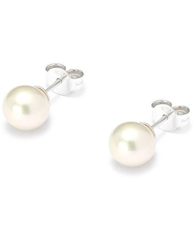Hatton Labs Freshwater Pearl Stud Earrings In Sterling Silver Woman - White