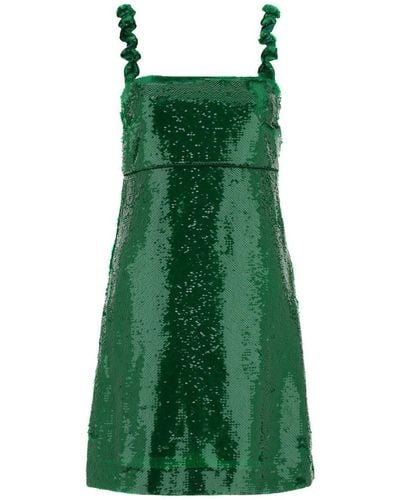 Ganni Dress With Reversible Sequins - Green