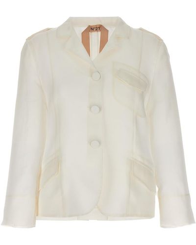 N°21 Single-Breasted Silk Blazer - White