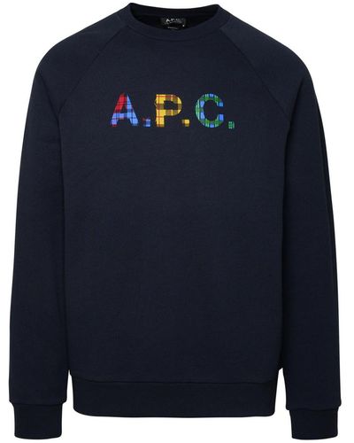 A.P.C. Shaun Blue Cotton Sweatshirt
