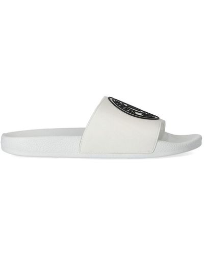 Versace Logo-embossed Slip-on Slides - White