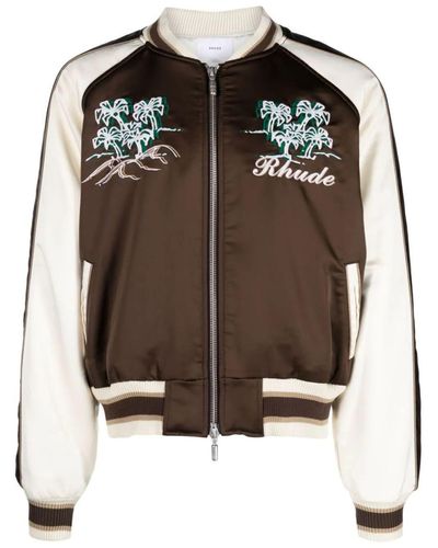 Rhude Souvenir Embroidered Bomber Jacket - Brown