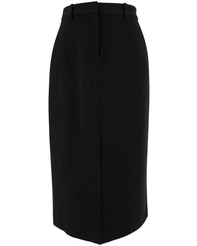 Theory Midi Black Straight Skirt With Front Split In Triacetate Blend Woman