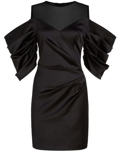 Karl Lagerfeld Ruched-detail Round-neck Minidress - Black