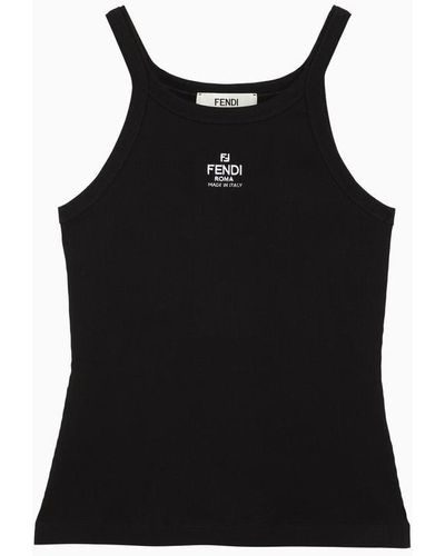 Fendi Tank Top With Logo - Black