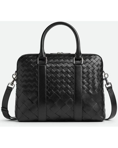 Bottega Veneta Slim Woven Business Bags - Black